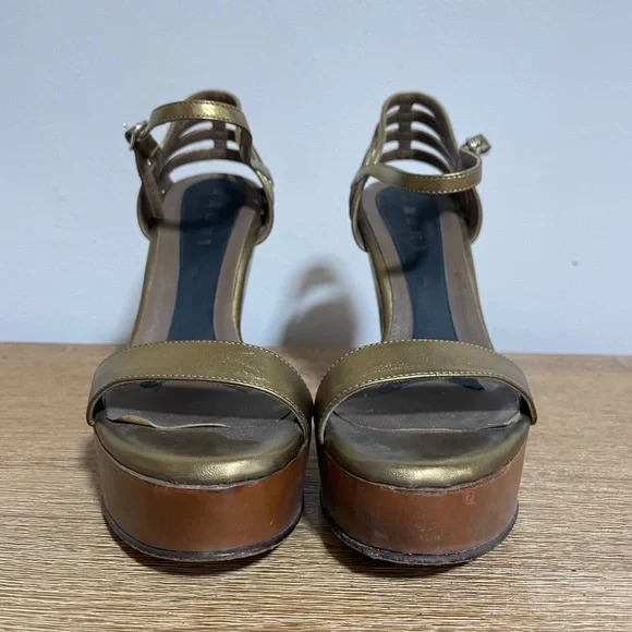 Y2K Vintage MARNI Gold CHUNKY Heels Size 5.5 - Picture 4 of 8